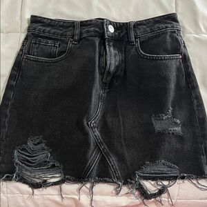 PacSun Black Distressed Mini Skirt